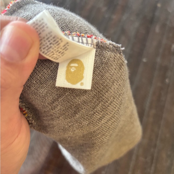 A Bathing Ape Gray Beanie with Red and Yellow PONR Design - Picture 4 of 5